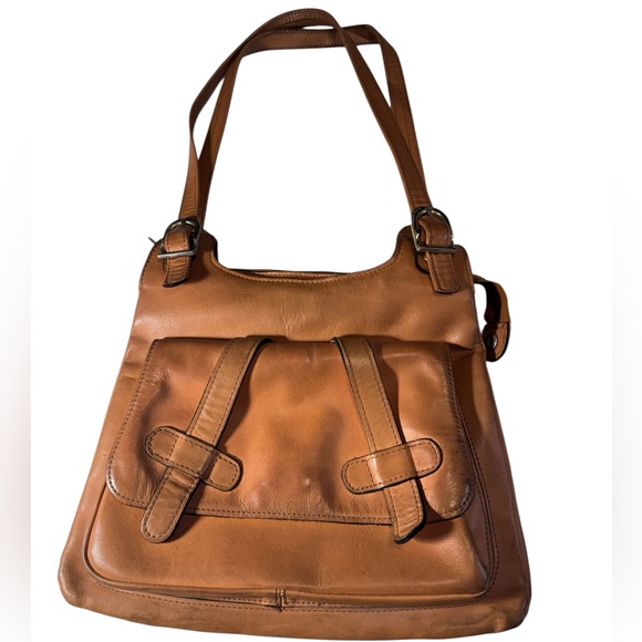 Vintage Handbags - Vintage Supple Tan Retro 1970s Leather BOHO Shoulder Bag Purse NICE